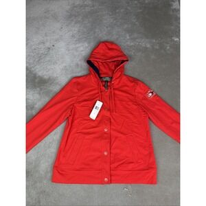NWT L-RL Lauren Active Ralph Lauren Hooded Jacket Women's Large Red Snap Front